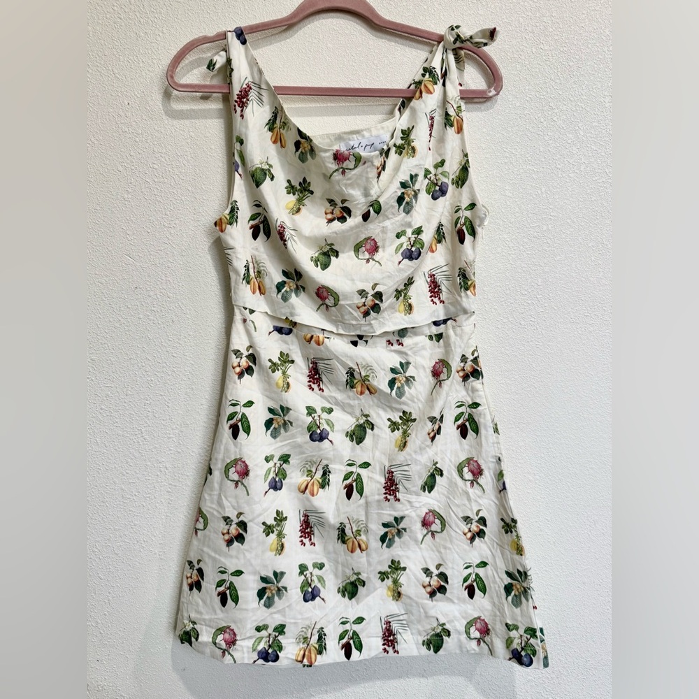 Petal & Pup One Shoulder Floral Mini Dress Cream NWT M Cottagecore Summer - Picture 6 of 14